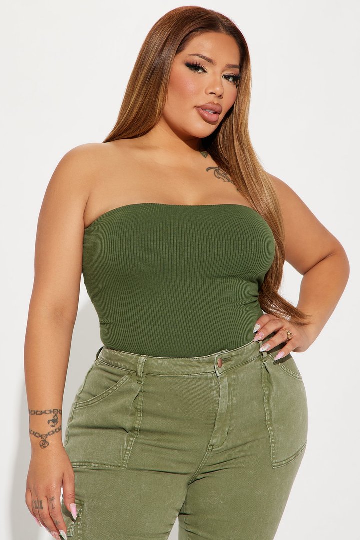 Demi Double Lined Tube Bodysuit - Olive