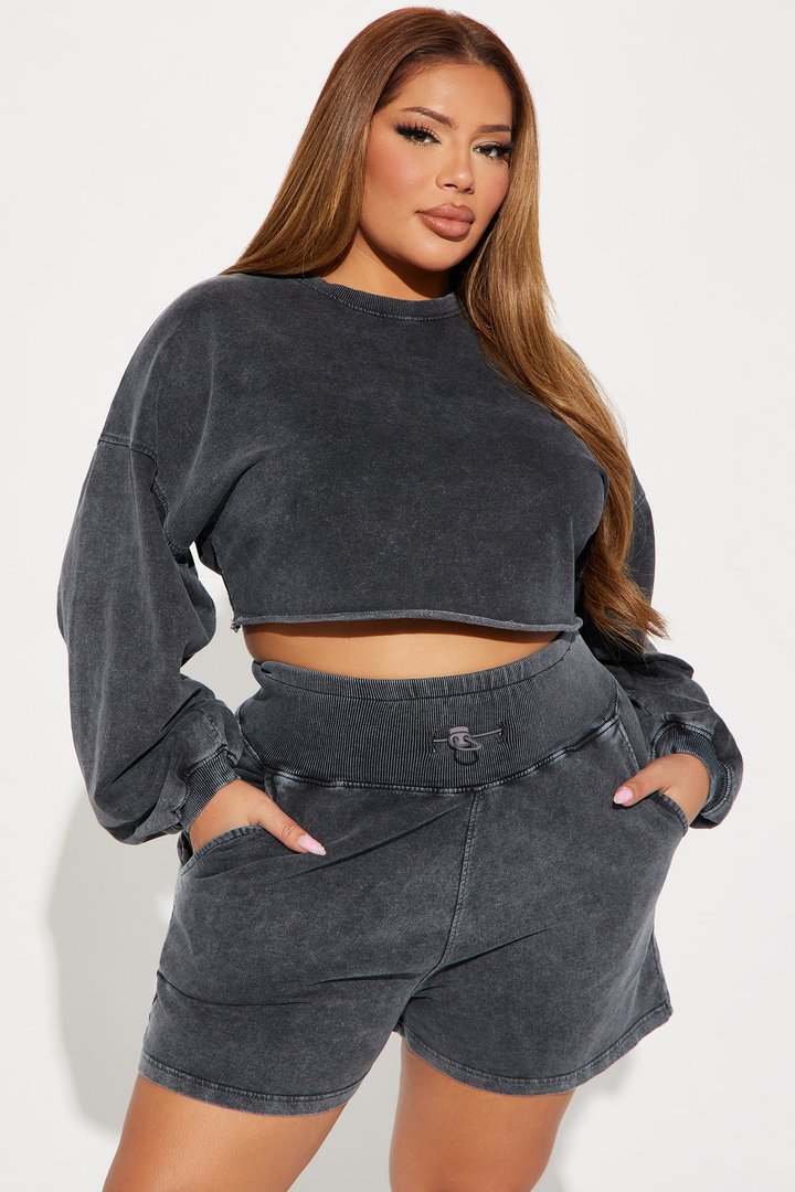Feeling Good Short Set - Charcoal