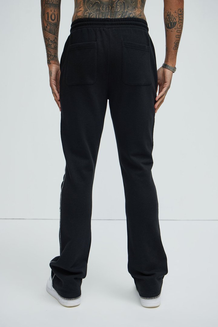 Tayson Stitch Skinny Flared Sweatpants - Black