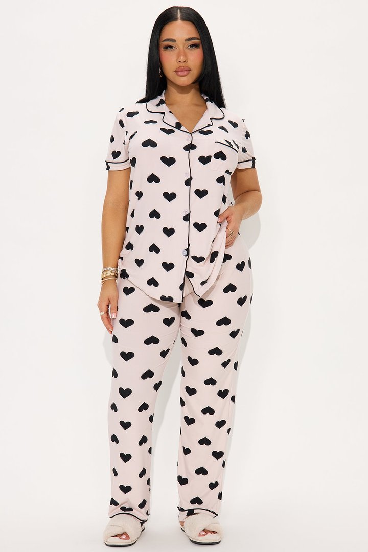 Love You Always Short Sleeve PJ Pant Set - Blush