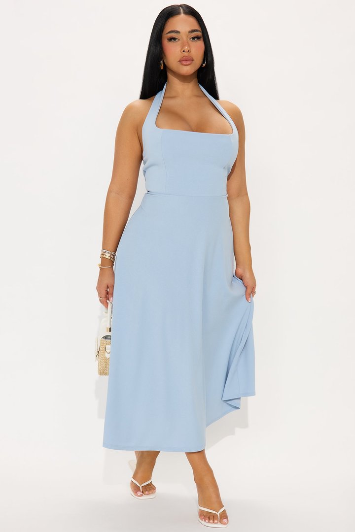 Alena Halter Midi Dress - Blue