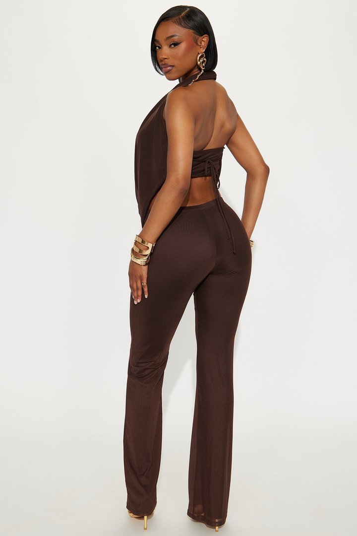 Make It Yours Mesh 3 Piece Pant Set - Chocolate