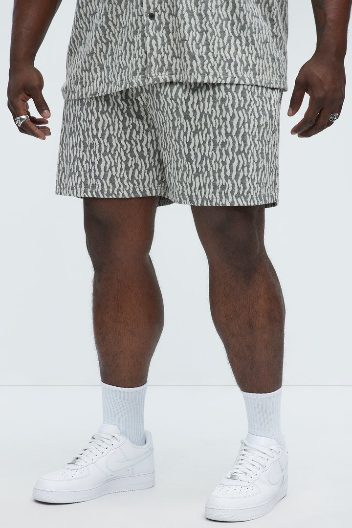 Havana Jacquard Relaxed Shorts - Grey