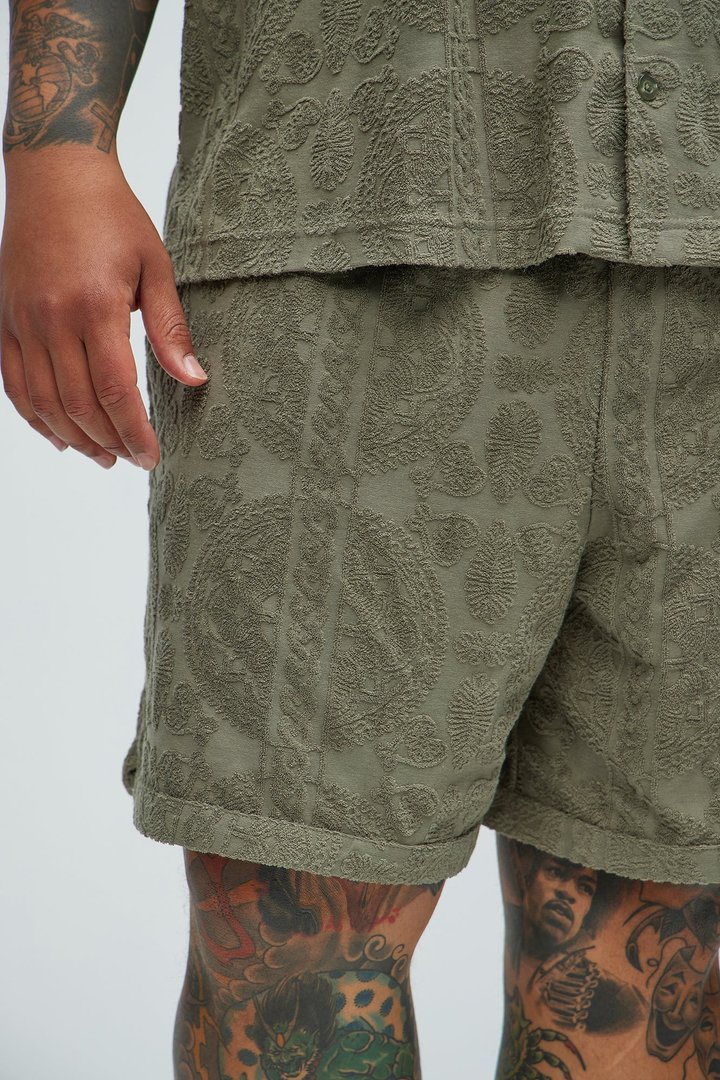 Link Textured Shorts - Olive