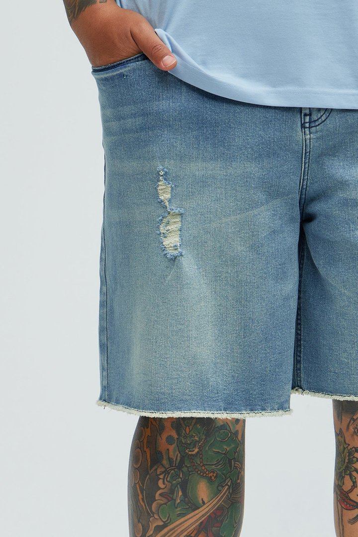 Lounge Relaxed Denim Shorts - Medium Blue Wash