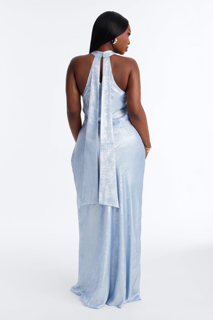 Raise The Bar Metallic Gown - Light Blue