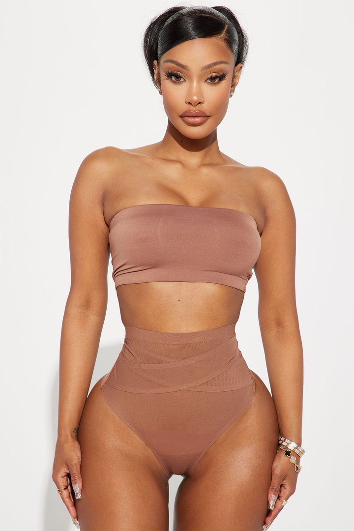 Exact Fit Power Mesh Shapewear Thong - Chocolate
