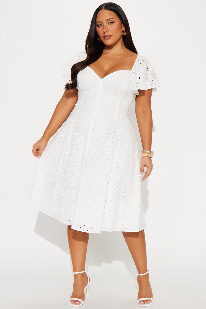 Shanley Eyelet Midi Dress - White
