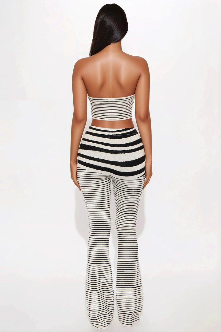 Knot Your Average Sweater Knit Pant Set - White/Black