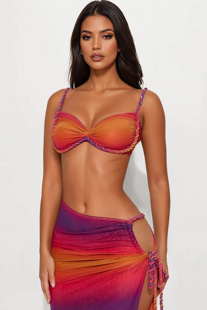 Aurora Lights Maxi Skirt Set - Orange/combo