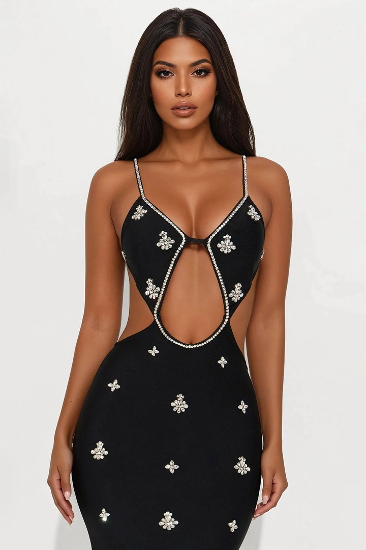 Cause a Scene Bandage Gown - Black