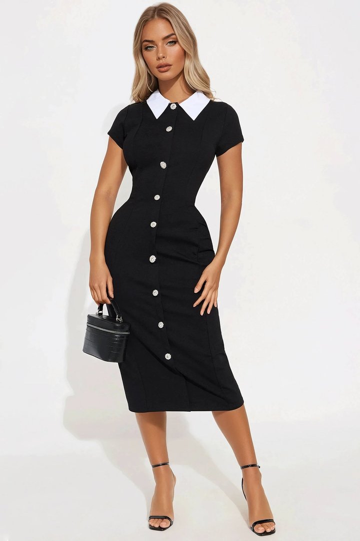 Pretty And Smart Body Sculpting Midi Dress - Black