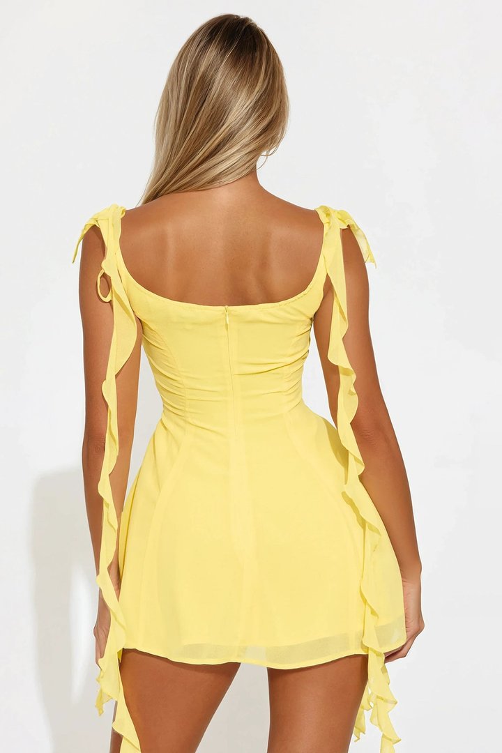 Leilani Ruffle Mini Dress - Yellow