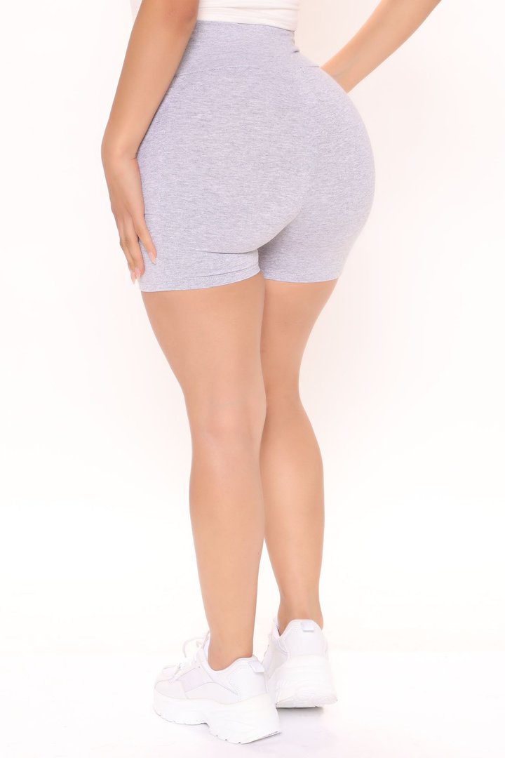Abbey High Rise Biker Short - Heather Grey