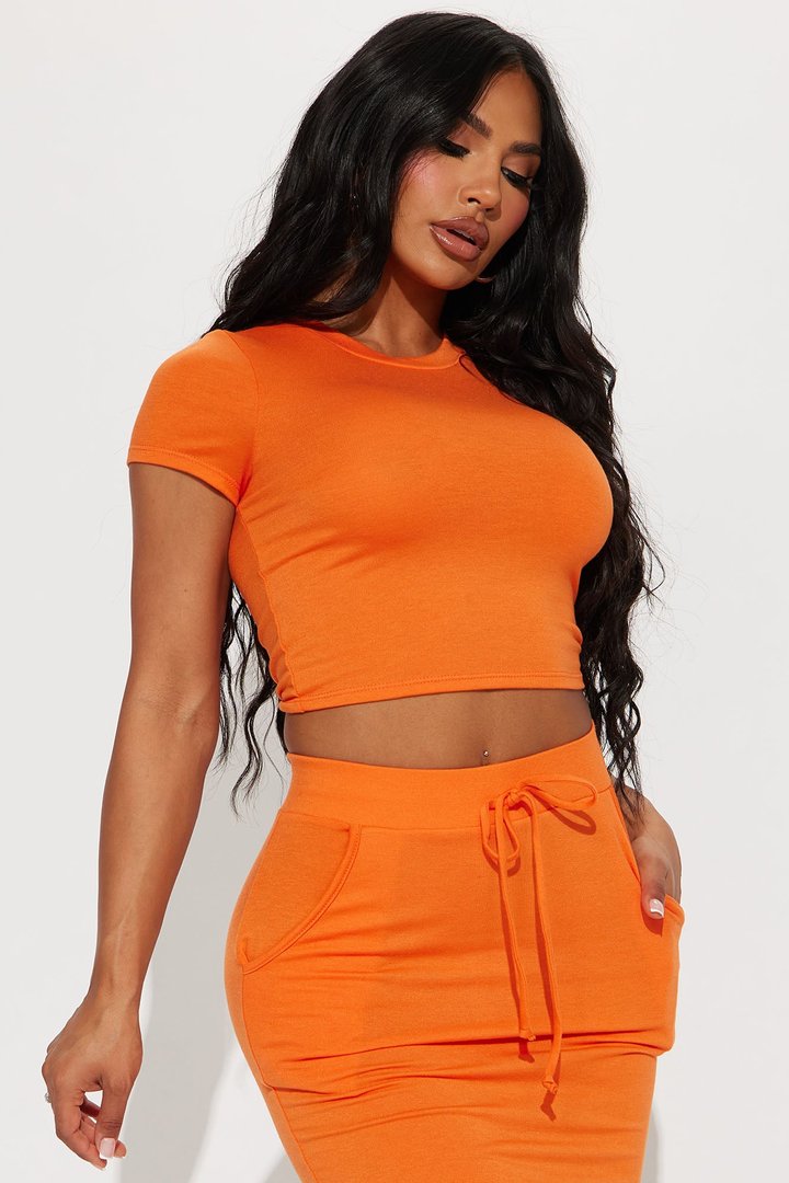 Casual Lover Skirt Set - Orange