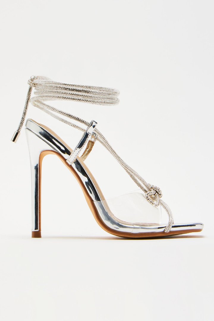 Stole The Show Wrap Up Heels - Silver