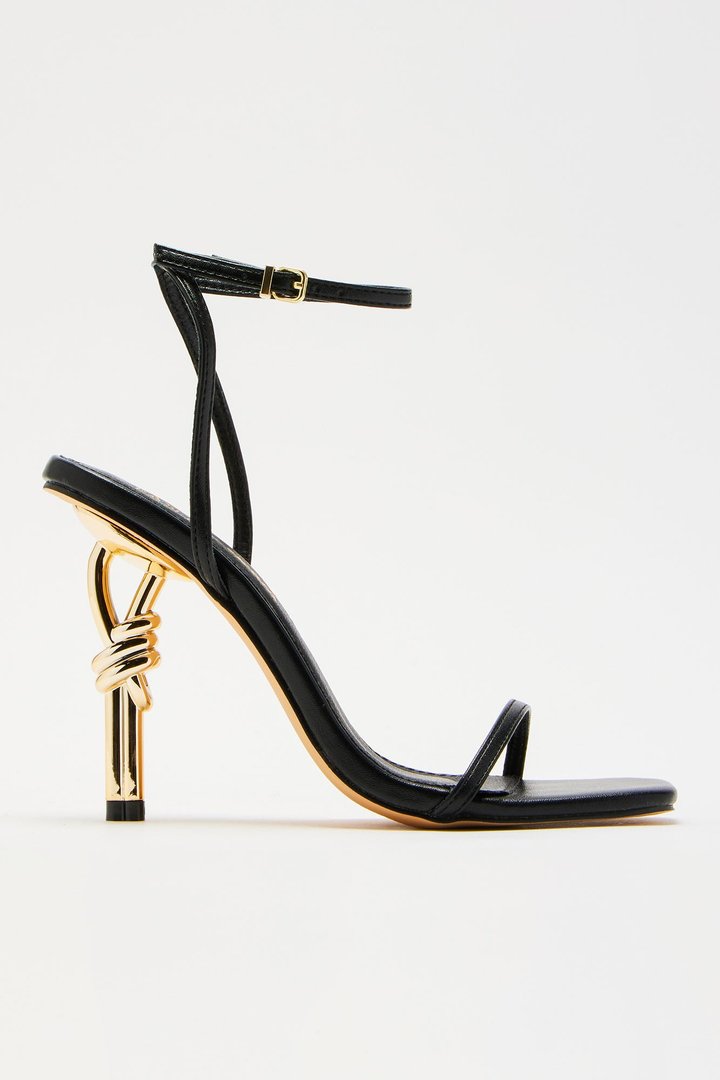 Ready Or Knot Heeled Sandals - Black