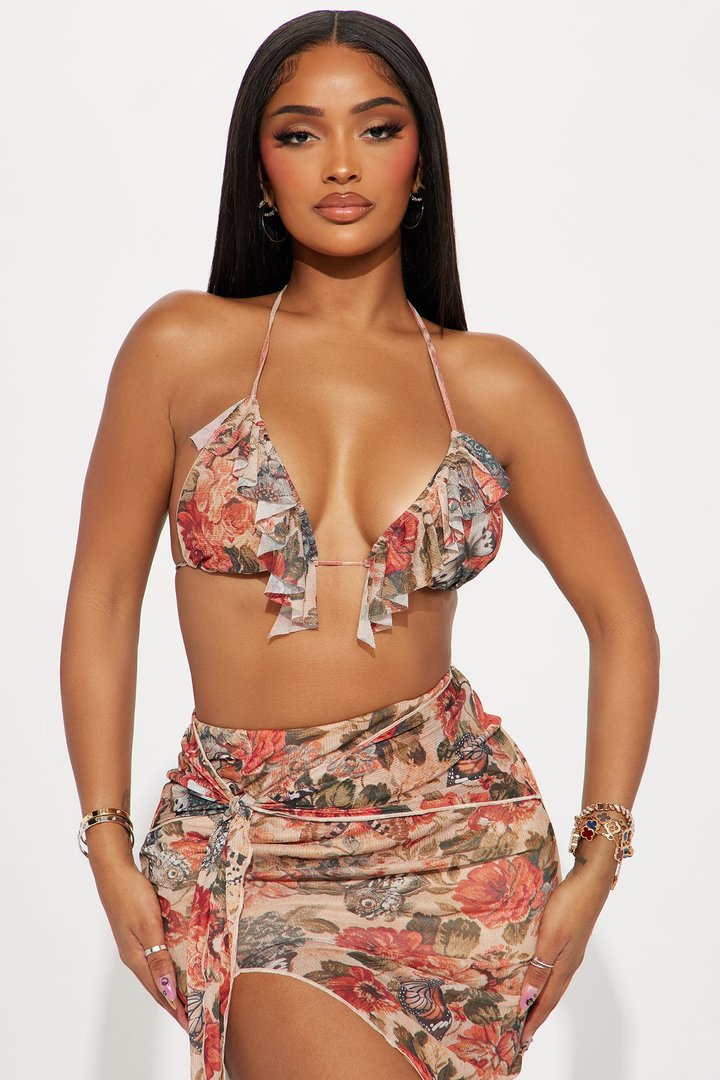 Taste Of Paradise Mesh Skirt Set - Mocha/combo
