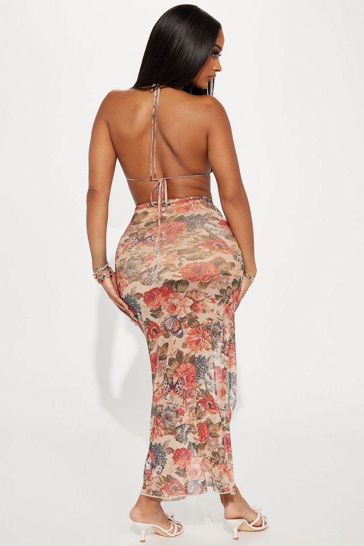 Taste Of Paradise Mesh Skirt Set - Mocha/combo
