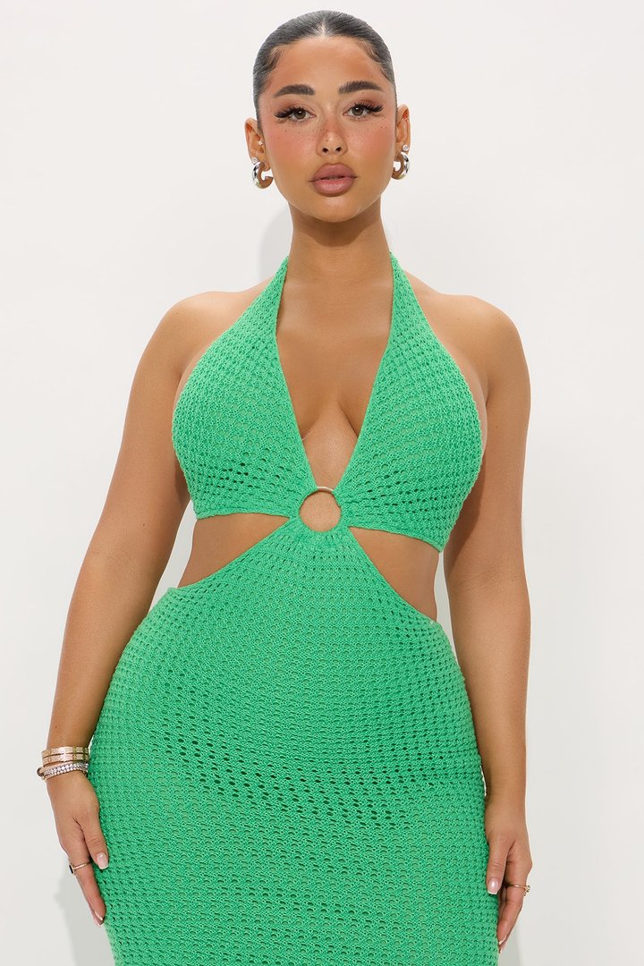 Dora Crochet Maxi Dress - Green