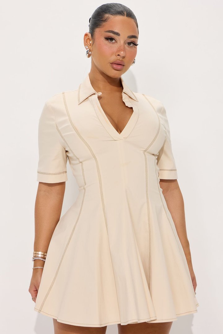 Prim Collared Mini Dress - Cream
