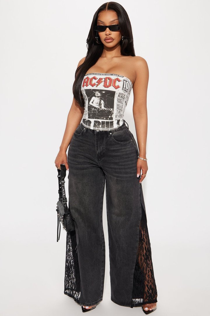ACDC No Bull Rhinestone Tube Top - White