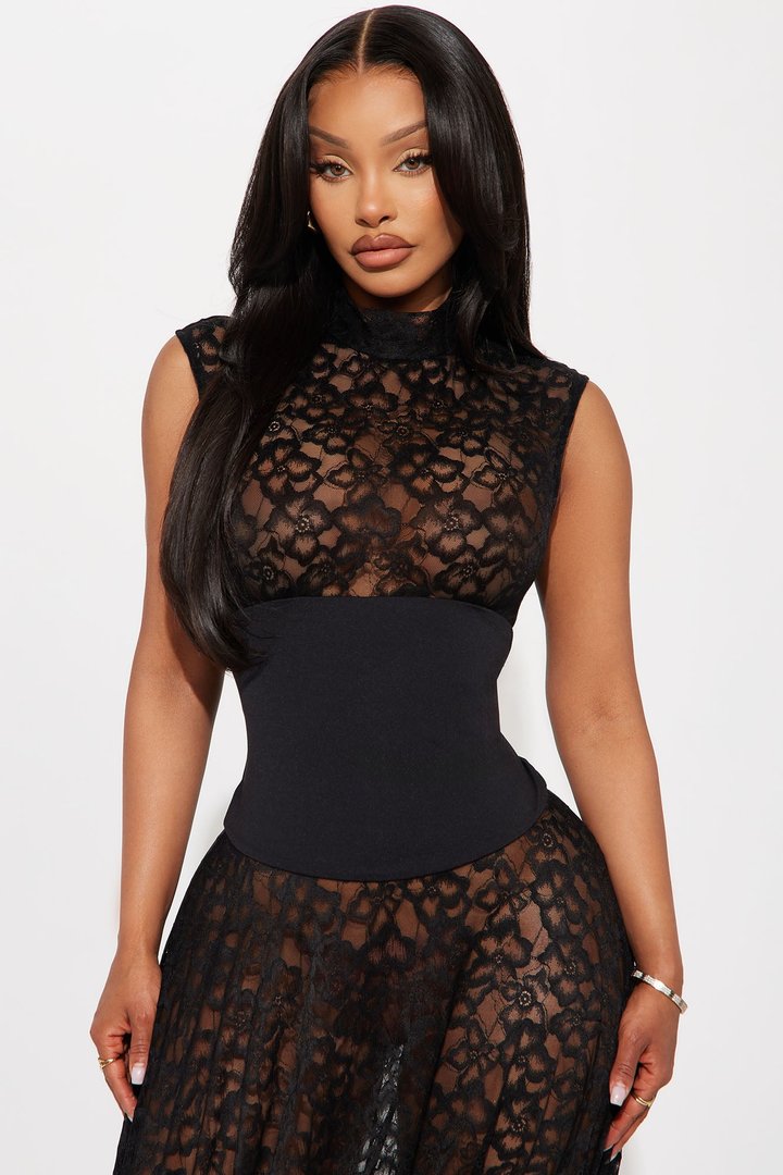 All Love Lace Maxi Dress - Black