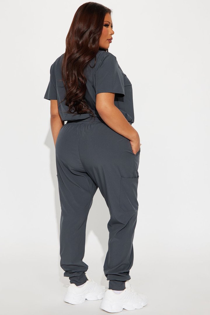 Full Shift Stretch Jogger Scrub Uniform Jumpsuit - Charcoal