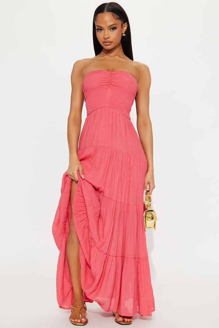 Almafi Coast Maxi Dress - Coral