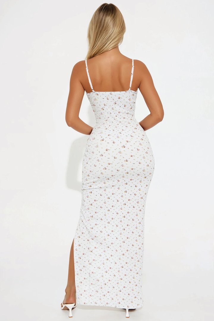 So Cute Floral Maxi Dress - Light Blue