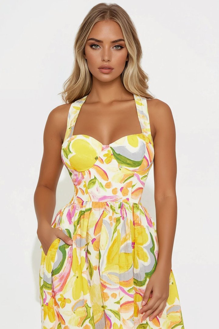 Summer Fun Maxi Dress - Yellow/combo