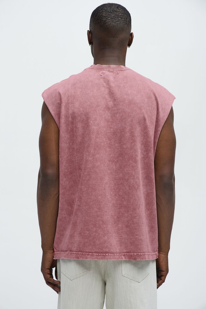 Relaxed Vintage Wash Heavyweight Muscle Tee - Mauve