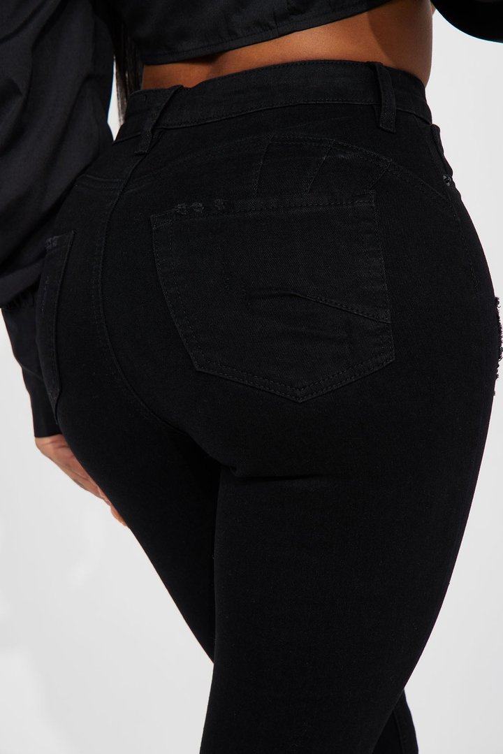 Miami Booty Lifting Ripped High Rise Stretch Skinny Jeans - Black