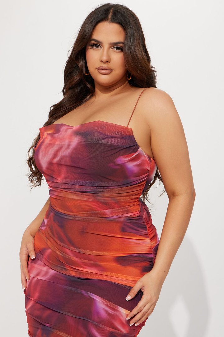 Firing In Love Midi Dress - Red/combo