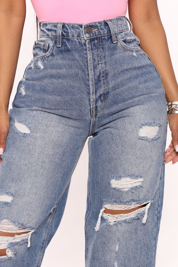 On Trend 90's Baggy Jeans - Medium Blue Wash