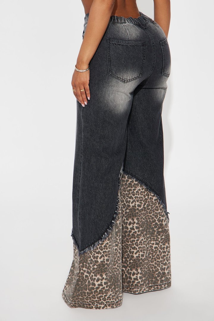 Animal Instinct Non-Stretch Wide Leg Jean - Black Wash