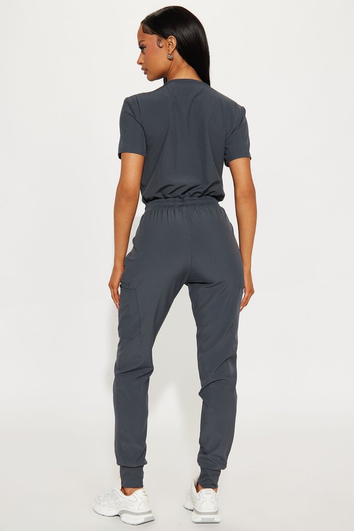 Full Shift Stretch Jogger Scrub Uniform Jumpsuit - Charcoal