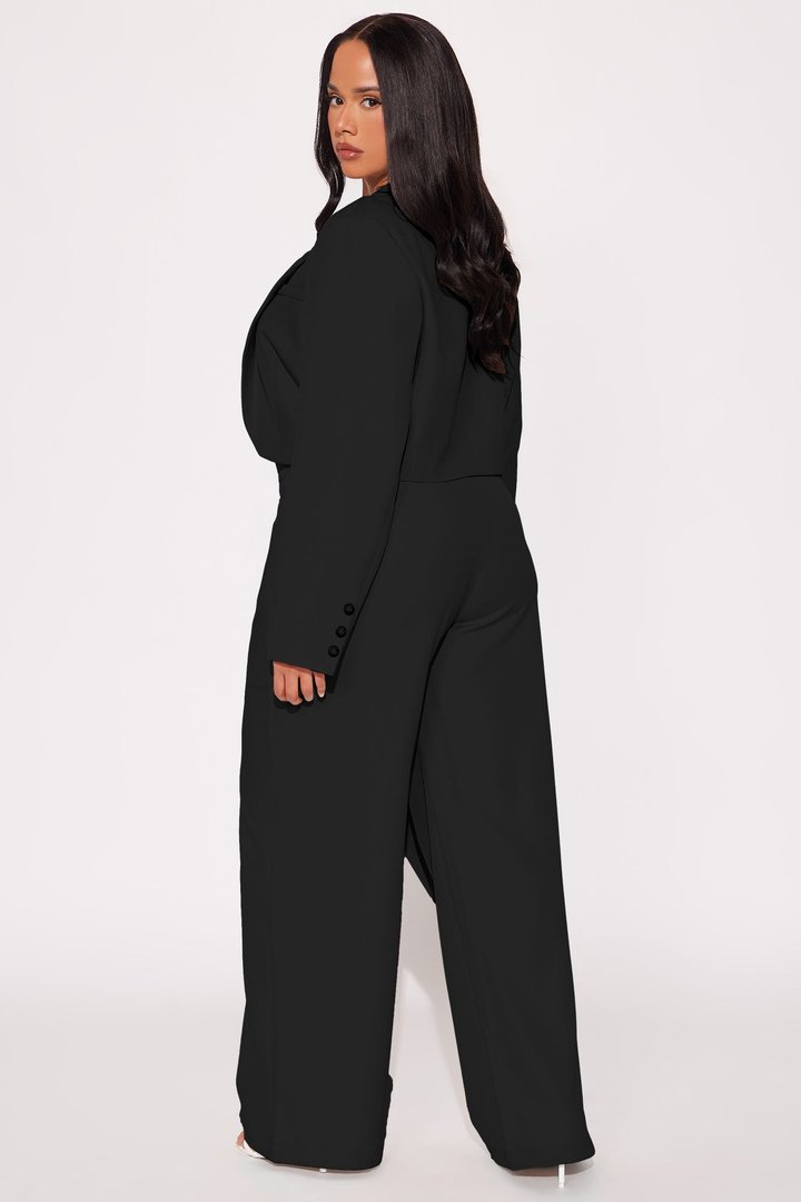 Booked And Busy Blazer Pant Set - Black