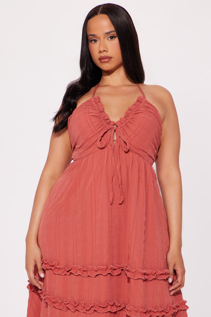 Alexandra Tie Back Maxi Dress - Marsala