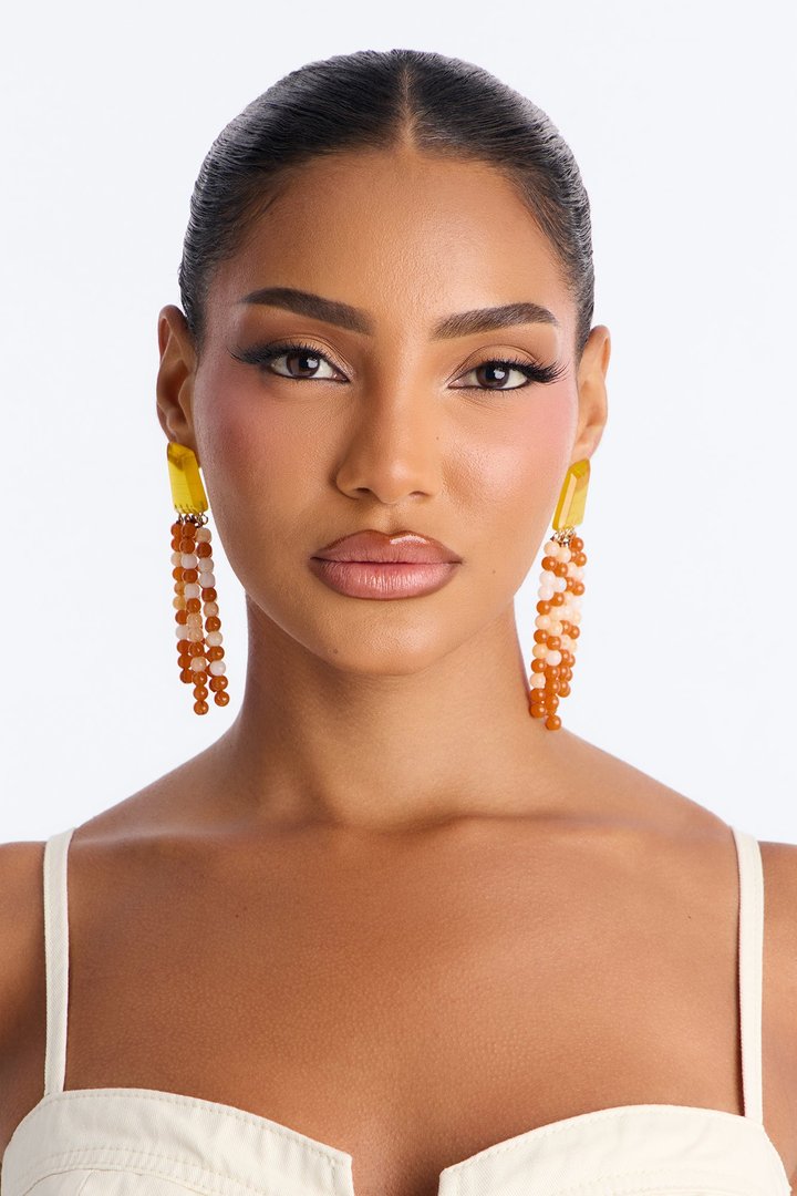 Sending A Signal Beaded Drop Earrings - Orange/combo
