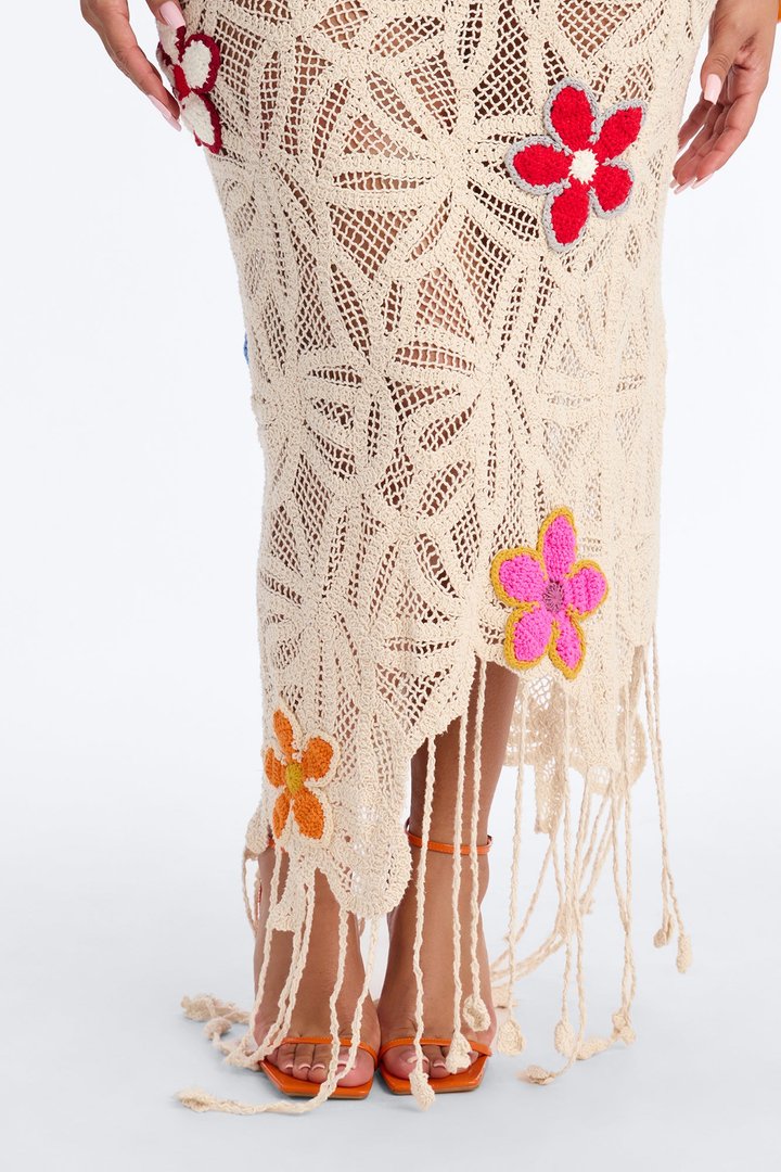 Island Time Crochet Floral Skirt Set - Natural/Combo
