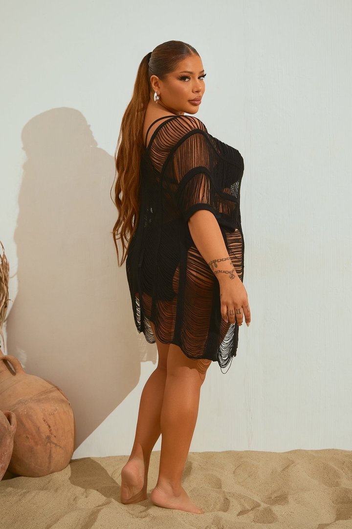 Elizabeth Crochet Cover Up Dress - Black