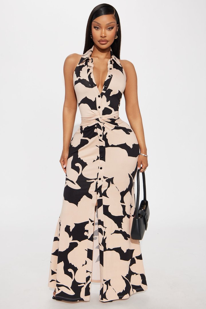 Isabelle Sleeveless Maxi Dress - Black/combo