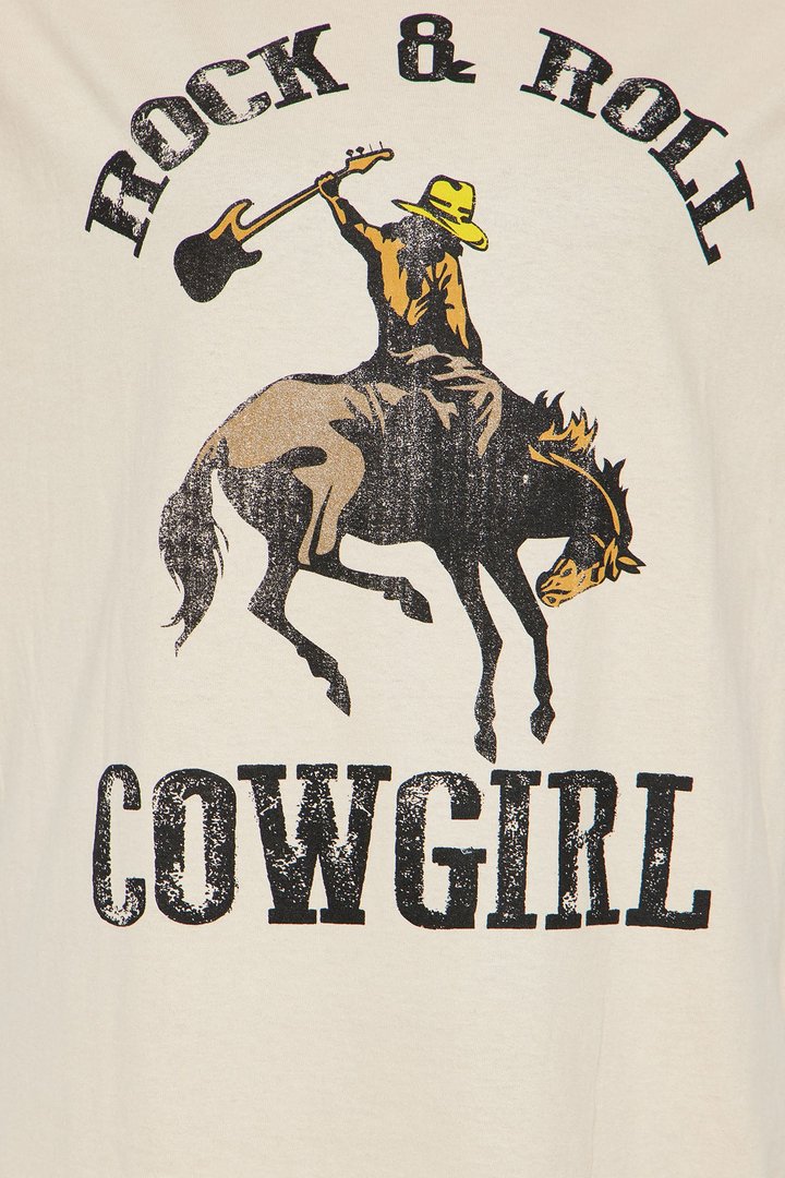 Rock & Roll Cowgirl Oversized Tee - Taupe