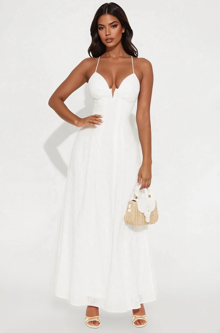 Kelly Eyelet Maxi Dress - White