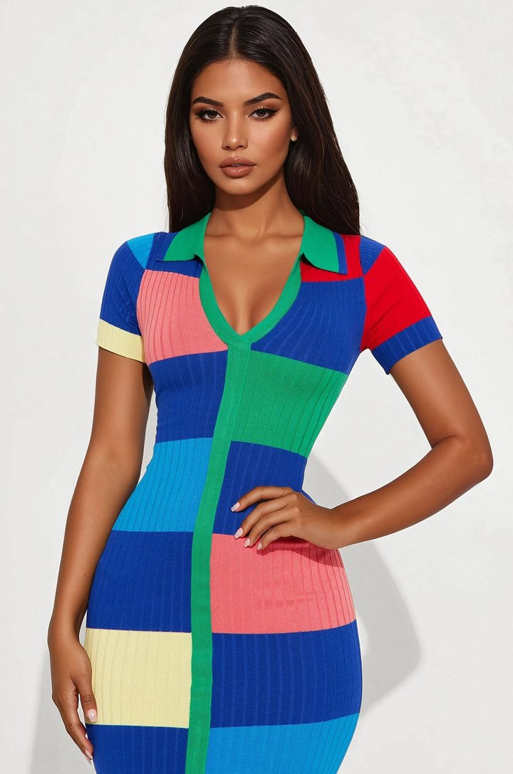 Rachel Collared Maxi Dress - Multi Color