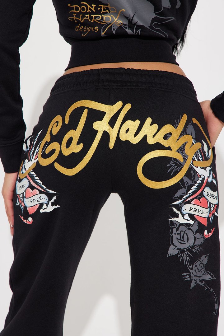 Ed Hardy Swallow Bird Sweatpant - Black