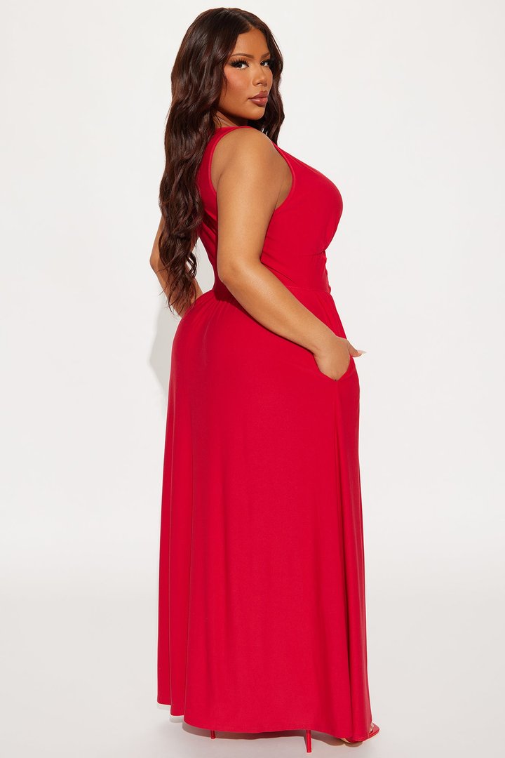 Ainsley Corset Maxi Dress - Red