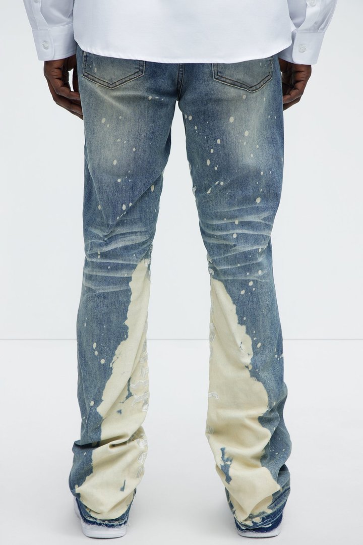 See It Through Bleached Stacked Skinny Flare Jeans - Light Wash