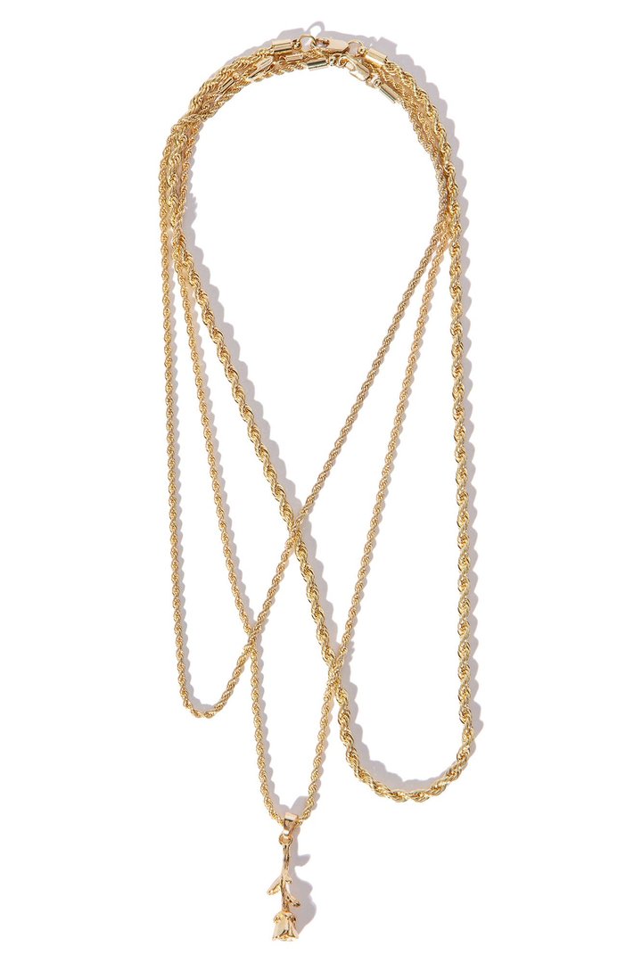 Rose 3 Piece Chain Necklace - Gold